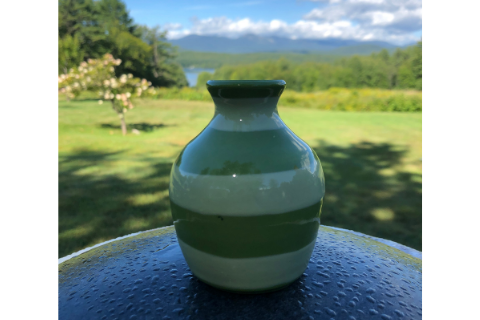 Mini Green Stripe Vase by Lacey Pots