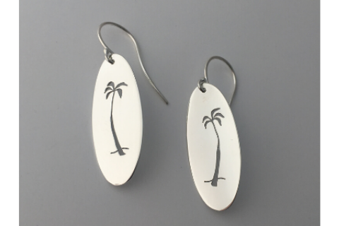 Palm Tree: Sterling Silver Earrings