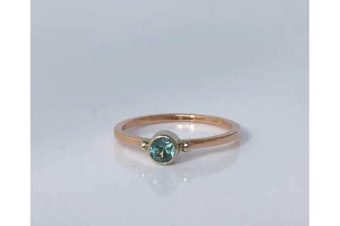 Forget Me Not: Maine Blue Tourmaline 14k Rose Gold Ring