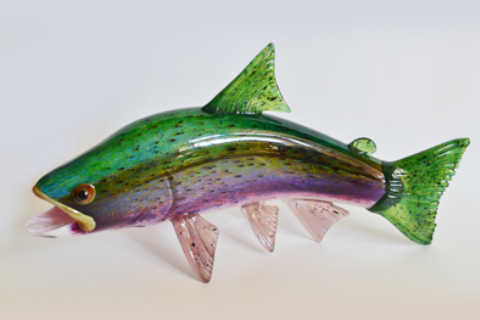 Glass Blown Rainbow Trout medium By Michael Hopko