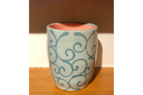 Small Blue Swirl Cup by Lacey Pots