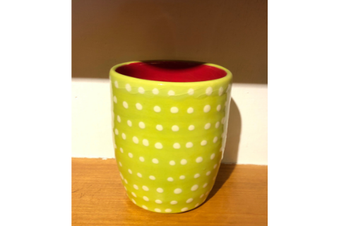 Small Green Polka Dot Cup by Lacey Pots