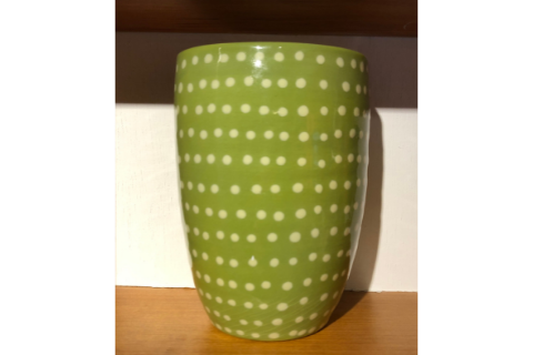 Medium Green Polka Dot Cup by Lacey Pots