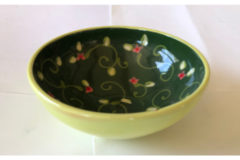 Medium Light Green Bowl with Dark Green Inside by Lacey Pots