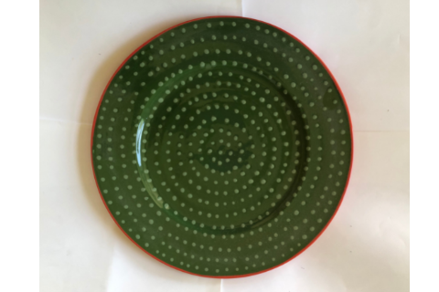 Dark Green Dotted Plate by Lacey Pots