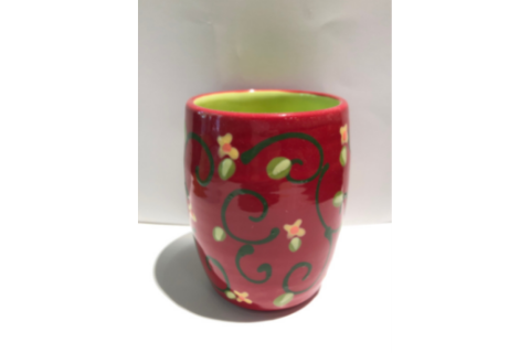 Small Red Floral Cup by Lacey Pots