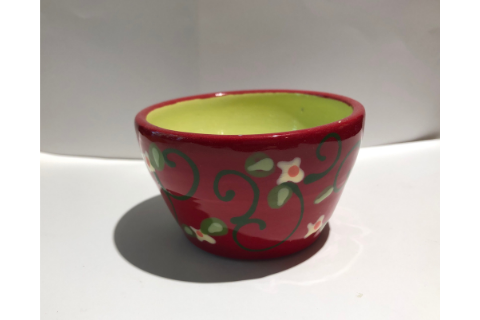 Mini Red Floral Bowl by Lacey Pots