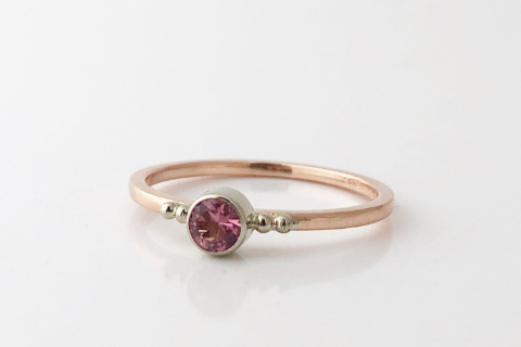 Lady Slipper: Maine Pink Tourmaline 14k Gold Ring