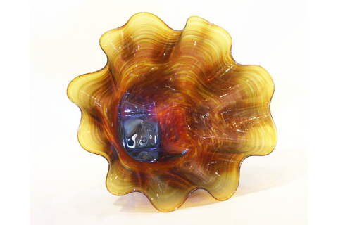 Gold Shell Bowl Form By Winfisky Glass