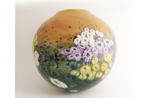 Meadow Flowers Hand Blown Glass Vase by Shawn Messenger