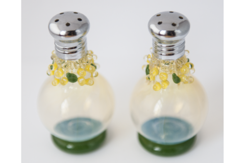Yellow Flowers Glass Salt & Pepper Shaker Set by Glass Act