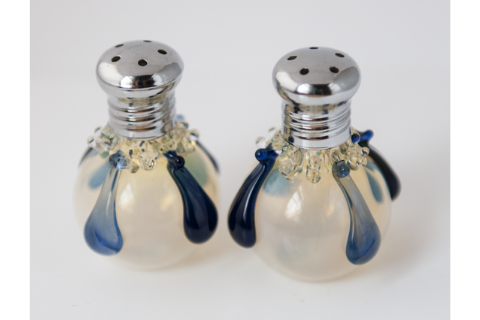 Blue Droplets Glass Salt & Pepper Shaker Set by Glass Act