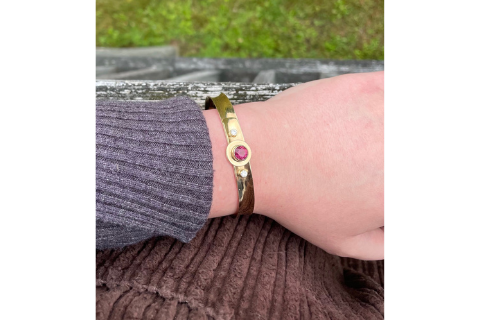 Overlap Channel Bracelet w/ Pink Tourmaline and Diamonds