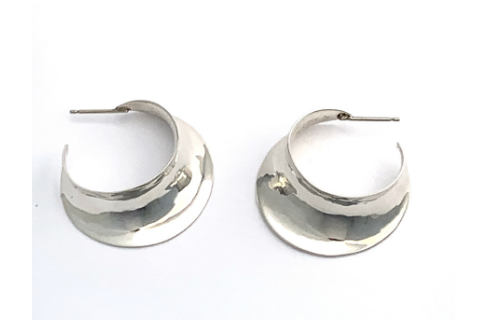 Crescent Hoop: Sterling Silver Earrings