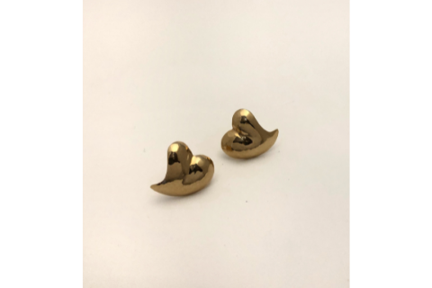 Perfectly Puddled Small Hearts: 14k Yellow Gold Earrings