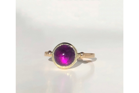 Iris Purple: Maine Amethyst Set in 14K Yellow Gold Ring