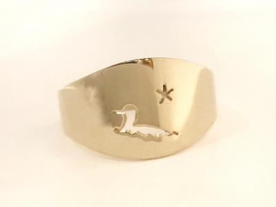 Loon and Star: 14k Gold Ring, Sizes 4.5-7.5