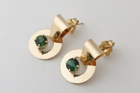 Cool Forest: Maine Green Tourmaline 14k Yellow Gold Earrings