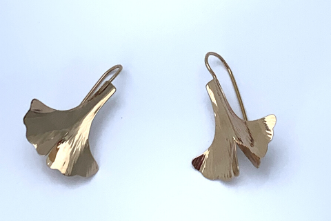 Ginkgo: 14k Gold Earrings