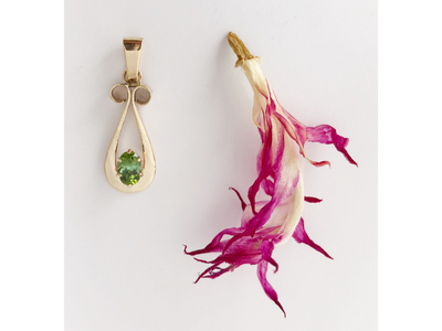 Emerald Pool: Maine Green Tourmaline 14K Gold Pendant