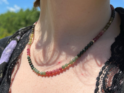 Watermelon Candy: Handstrung Multicolored Tourmaline Necklace