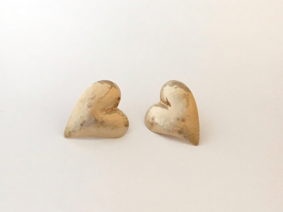 Perfectly Puddled Hearts: 14k Yellow Gold Earrings