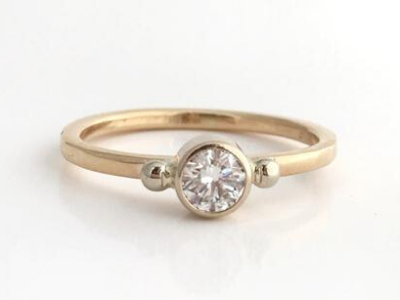 Star Light Diamond Stacking Ring in 14k Yellow and White Gold