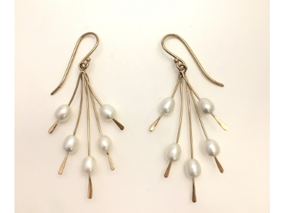 Spray of Pearl: 14k Gold Earrings
