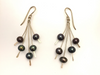 Spray of Black Pearl: 14k Gold Earrings