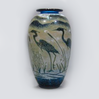 Standing Cranes Vase by Bendzunas  Glass